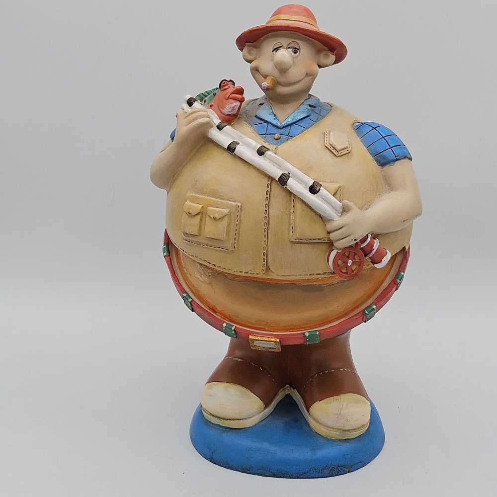 piggy bank~ Vintage unique big belly fisherman 10 in tall
